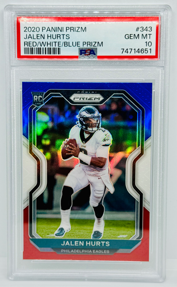 2020 Panini Prizm JALEN HURTS Rookie Red White & Blue PSA 10