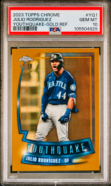 2023 Topps Chrome JULIO RODRIGUEZ Youthquake Gold Refractor /50 PSA 10
