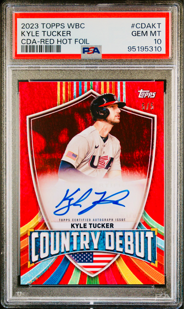 2023 Topps World Baseball Classic KYLE TUCKER Red Hot Foil Auto 5/5 USA PSA 10