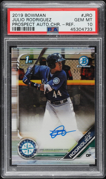 2019 BOWMAN CHROME REFRACTOR JULIO RODRIGUEZ ROOKIE AUTO /499 PSA 10