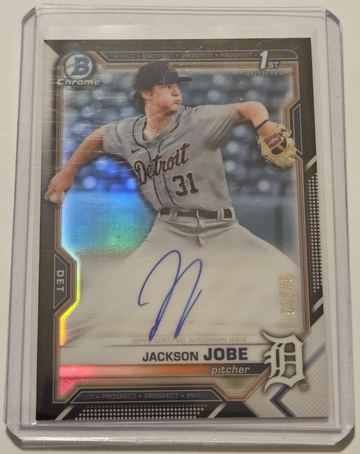 2021 Bowman Draft Jackson Jobe Auto Black /75 1st Chrome Refractor Tigers