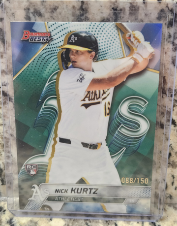 2025 Bowman's Best Nick Kurtz True Blue /150 RC #42 Athletics A's