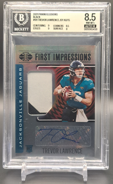 2021 Illusions Trevor Lawrence First Impressions Black Patch Auto /15 BGS 8.5 RC