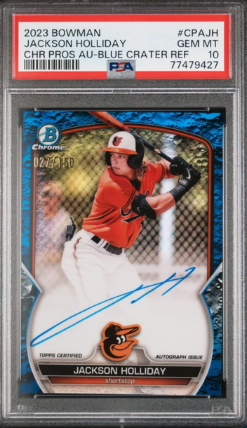 Jackson Holliday 2023 Bowman Chrome Blue Crater Refractor Auto /150 PSA 10