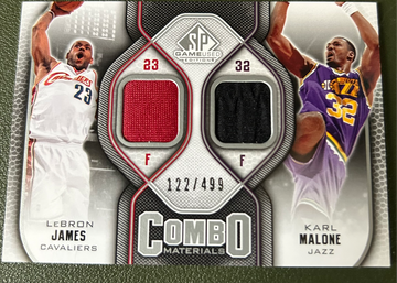 SP Game Used Combo Materials Lebron James Karl Malon /499