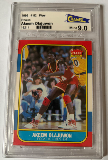 1986-87 fleer 82 hakeem olajuwon rookie rc
