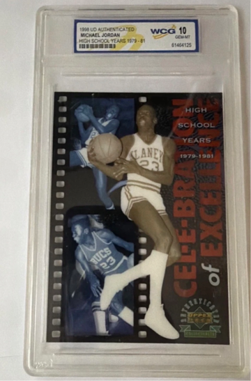 1998 UD Michael Jordan Bc MJHS High School /2500 Numbered Jumbo Graded 10 Rare