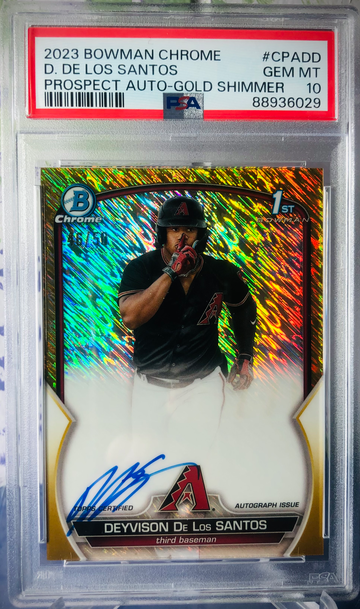 2023 Bowman Chrome Auto Gold Shimmer /50 Deyvison De Los Santos #CPADD PSA 10