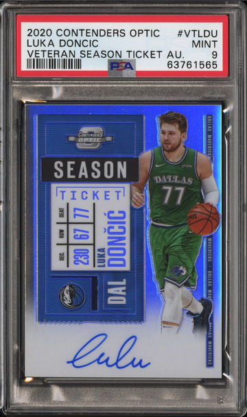 2020 Contenders Optic Luka Doncic Veteran Season Ticket Auto PSA 9