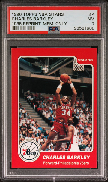 1996 Topps Stars Members Only RARE RC Reprint CHARLES BARKLEY #4 PSA 7