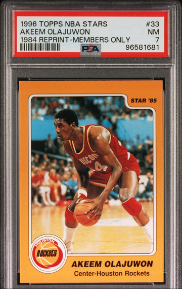 1996 Topps Stars Members Only RC Reprint Akeem Olajuwon 33 PSA 7