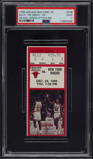 1988 Knicks vs Bulls ticket stub Michael Jordan PSA 2