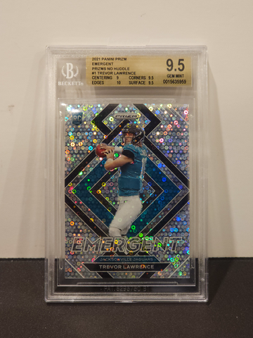 2021 Panini Prizm No Huddle Trevor Lawrence Silver Emergent RC - BGS 9.5 (POP 2 - None Higher)