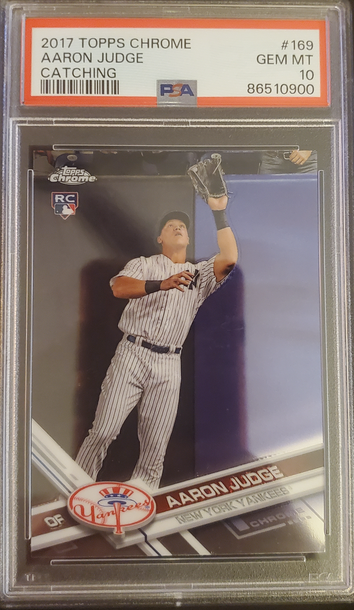 2017 TOPPS CHROME AARON JUDGE CATCHING PSA 10