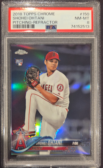 2018 Topps Chrome Shohei Ohtani Pitching-Refractor PSA 8