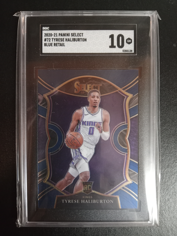 2020-21 Tyrese halliburton Panini select blue retail RC SGC 10
