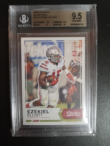 2016 classics blank back Ezekiel Elliott RC BGS 9.5