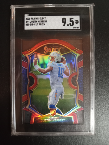2020 Panini select red die cut Justin Herbert RC#44 SGC 9.5