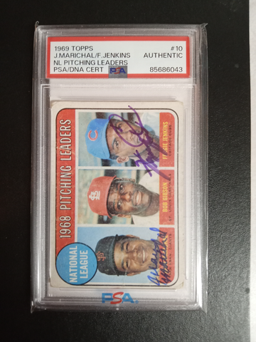 1969 Topps leaders Juan marichal Fergie Jenkins PSA authentic Auto