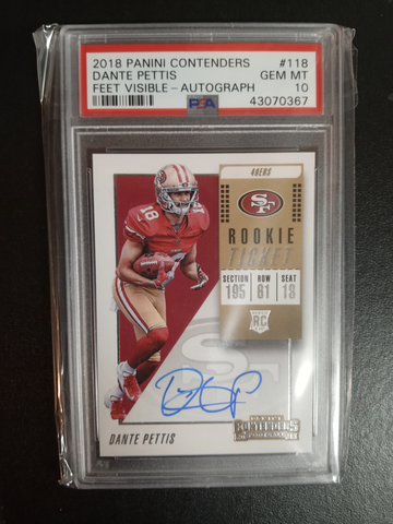 2018 panini contenders rookie ticket variation Dante Pettis RC PSA 10 