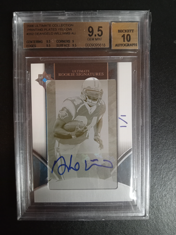 2006 ultimate collection #202 printing plate yellow Deangelo Williams 1/1 RC BGS 9.5/10