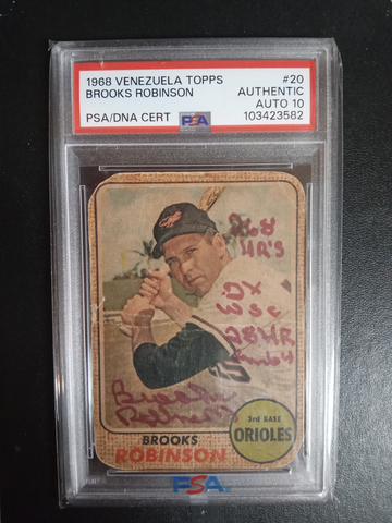1968 Venezuela Topps Brooks Robinson #20 PSA Authentic Auto 10 