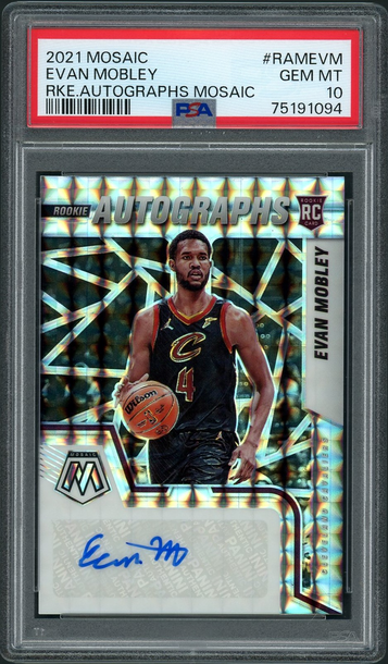 2021-22 Panini Mosaic Evan Mobley Rookie Autographs Mosaic Card #RAM-EVM PSA 10
