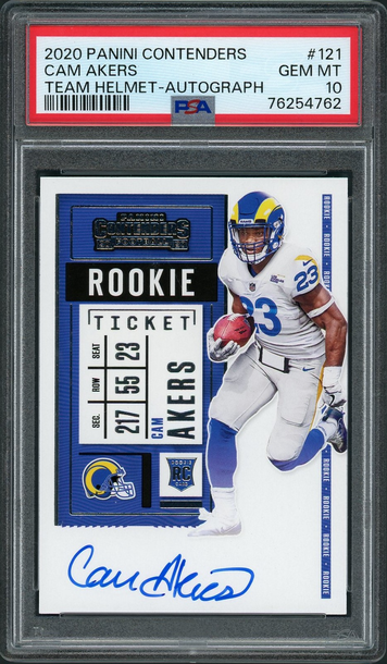 2020 Panini Contenders Cam Akers Team Helmet Auto Card #121 PSA 10