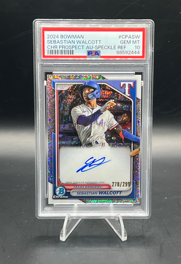 2024 Bowman Chrome Sebastian Walcott Speckle Refractor Prospect 1st Auto /299 PSA 10