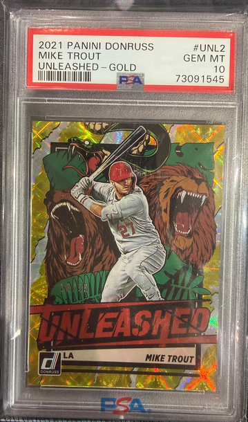 2021 DONRUSS MIKE TROUT UNLEASHED GOLD. PSA 10. !!!