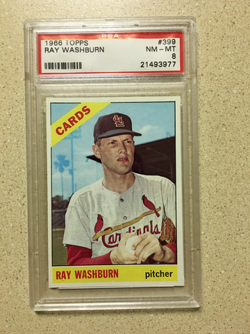 1966 Topps #399 Ray Washburn PSA 8 NM-MT CARDINALS 