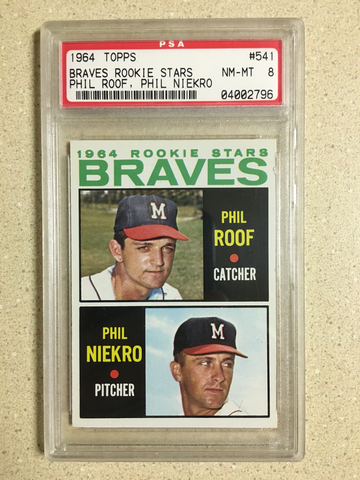 1964 Topps #541 Braves Rookies PSA 8 NM-MT PHIL ROOF PHIL NIEKRO HOF