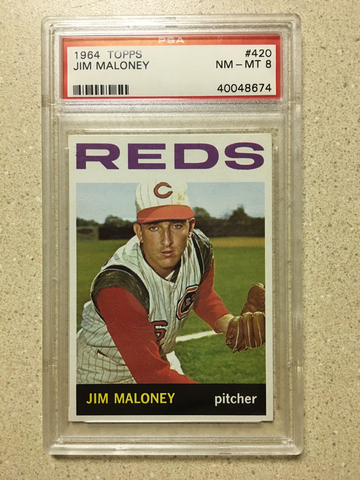1964 Topps #420 Jim Maloney PSA 8 NM-MT REDS