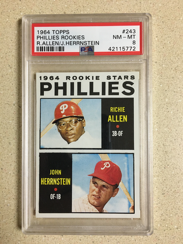 1964 Topps #243 Phillies Rookies PSA 8 NM-MT RICHIE DICK ALLEN JOHN HERRNSTEIN 