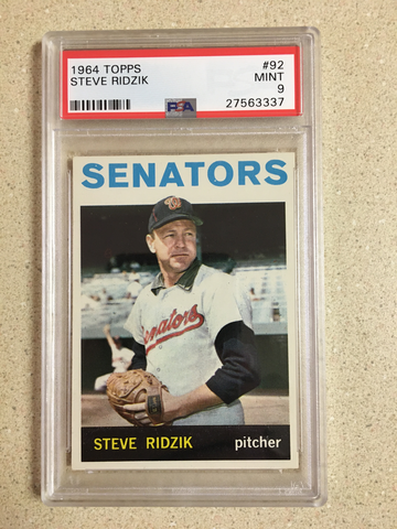 1964 Topps #92 Steve Ridzik PSA 9 MINT SENATORS 