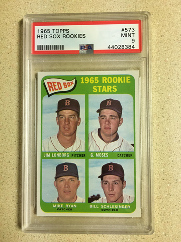1965 Topps #573 Red Sox Rookies PSA 9 MINT SP MOSES RYAN SCHLESINGER JIM LONBORG