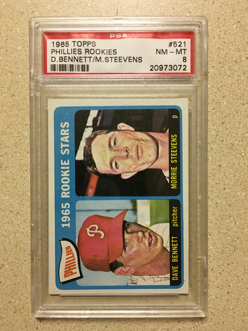 1965 Topps #521 Phillies Rookies PSA 8 NM-MT DAVE BENNETT MORRIE STEEVENS