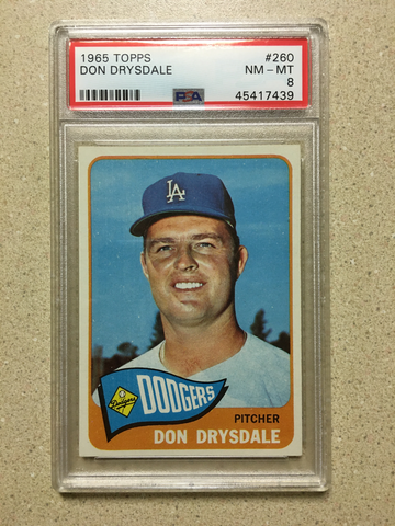 1965 Topps #260 Don Drysdale PSA 8 NM-MT DODGERS HOF