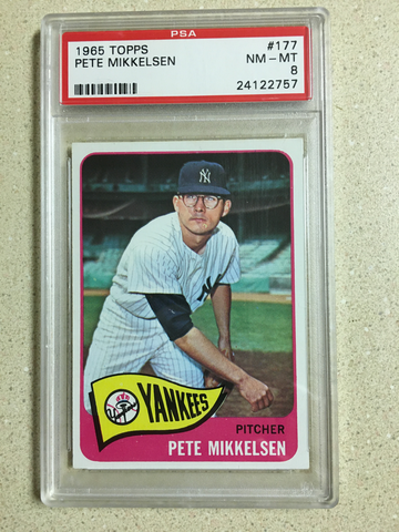 1965 Topps #177 Pete Mikkelsen PSA 8 NM-MT YANKEES 