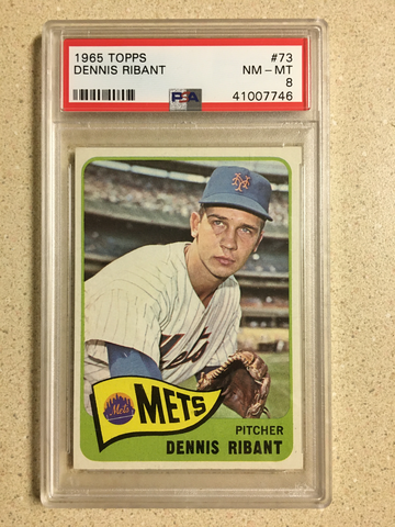 1965 Topps #73 Dennis Ribant PSA 8 NM-MT METS