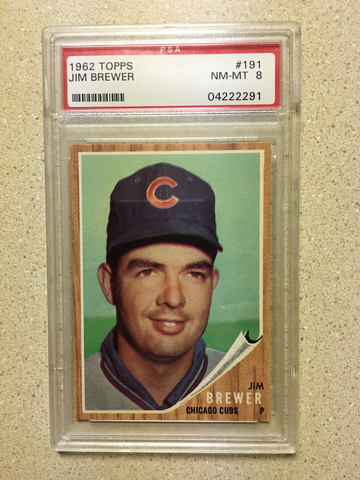 1962 Topps #191 Jim Brewer PSA 8 NM-MT GREEN TINT CUBS