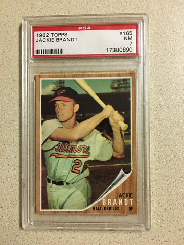 1962 Topps #165 Jackie Brandt PSA 7 NM GREEN TINT ORIOLES
