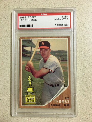 1962 Topps #154 Lee Thomas PSA 8 NM-MT GREEN TINT ANGELS