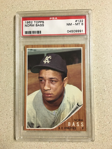 1962 Topps #122 Norm Bass PSA 8 NM-MT ATHLETICS 