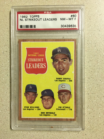 1962 Topps #60 NL Strikeout Leaders PSA 8 NM-MT DRYSDALE KOUFAX DODGERS HOF