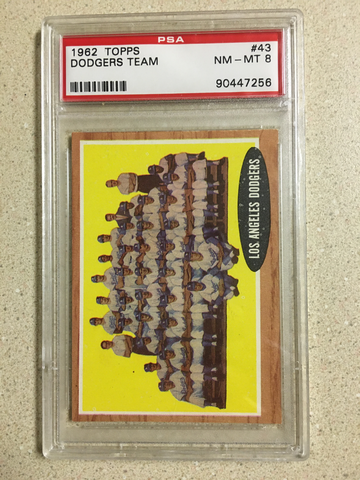 1962 Topps #43 Dodgers Team PSA 8 NM-MT DON DRYSDALE SANDY KOUFAX HOF