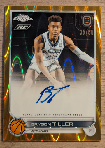 2023 Topps Chrome Overtime Elite Bryson Tiller Gold Raywave Auto /50 RC Rookie