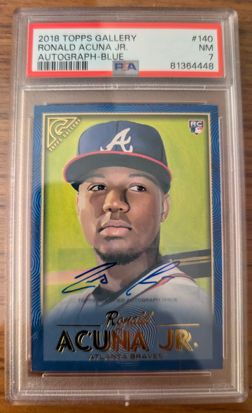 2018 Topps Gallery Ronald Acuna Jr. Auto Blue /50 RC Rookie #140 PSA 7 Braves