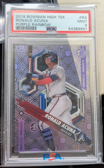 2018 Bowman High Tek Ronald Acuna Purple Rainbow /191 PSA 9 #RA RC Rookie Braves