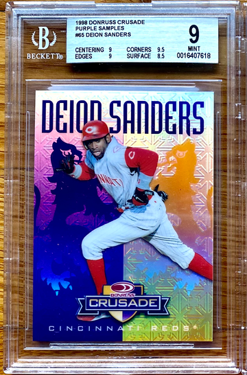 1998 Donruss Crusades Purple Deion Sanders Executive Proof XX/100 BGS 9